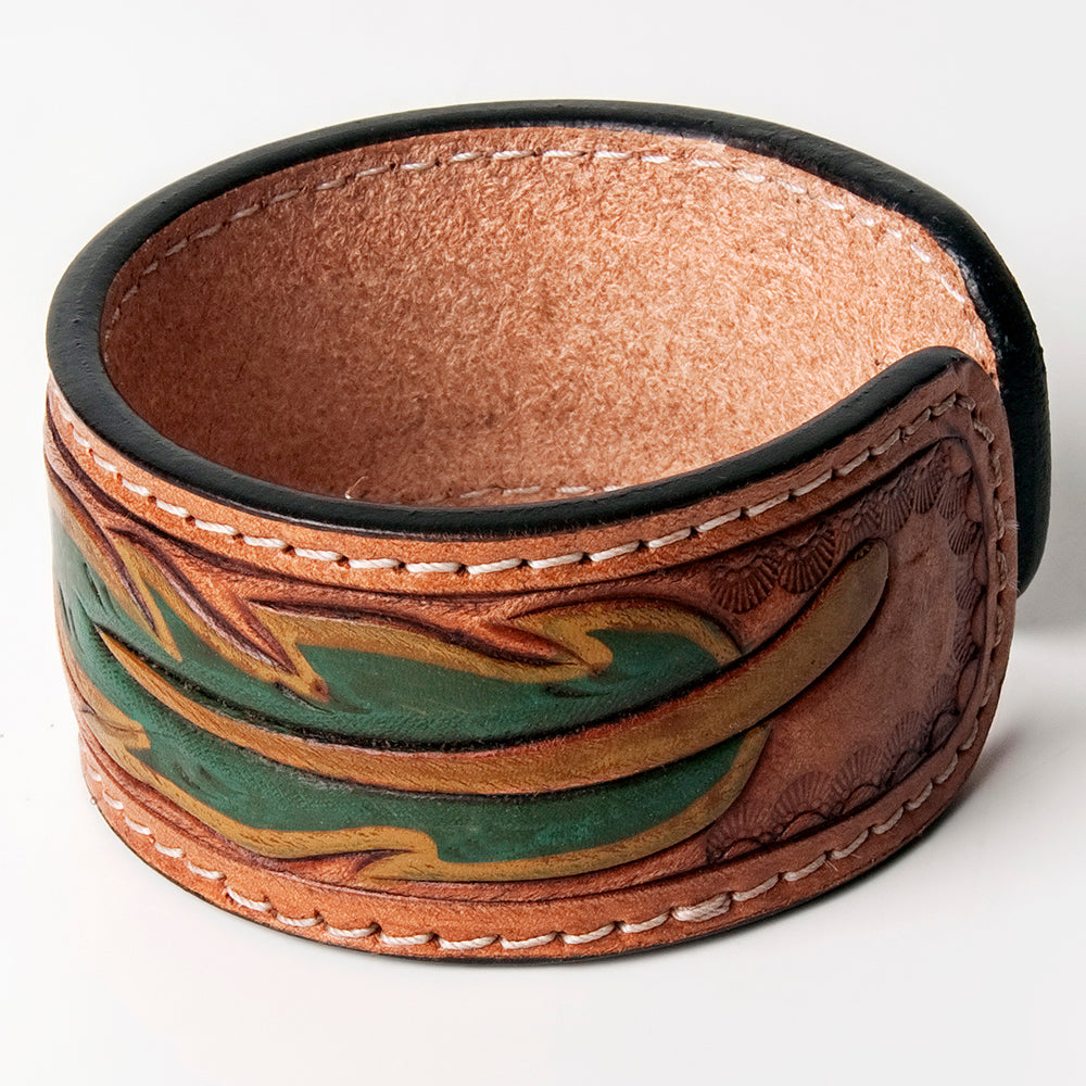 American Darling Bracelet Hand Tooled Carved Genuine Leather Women | Handmade Western Rustic