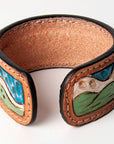 American Darling ADBRF159 Hand tooled carved Genuine Leather Bracelet women
