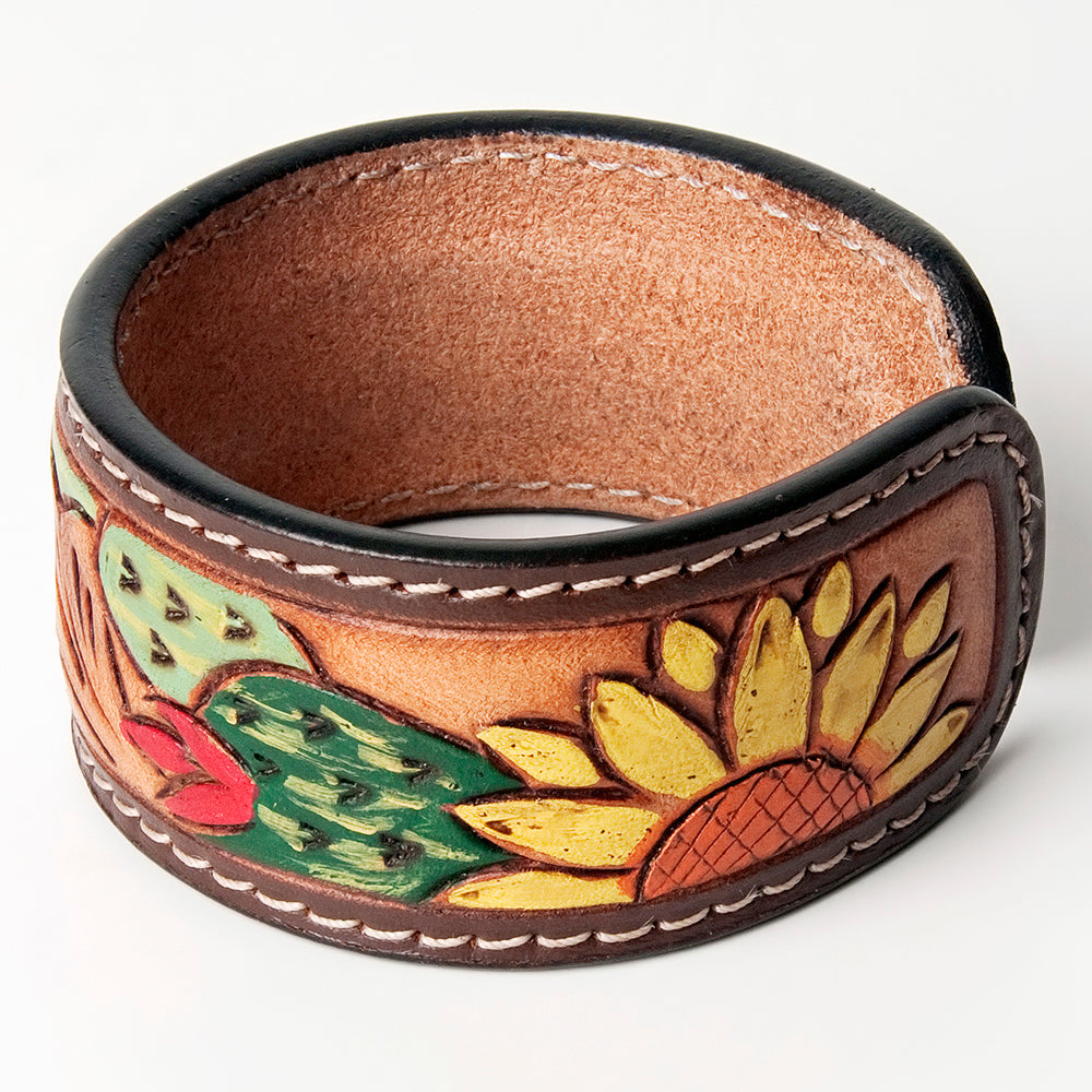 American Darling Bracelet Hand Tooled Carved Genuine Leather Women | Handmade Western Rustic
