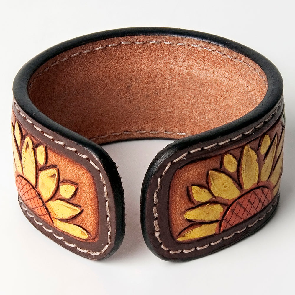 American Darling Bracelet Hand Tooled Carved Genuine Leather Women | Handmade Western Rustic