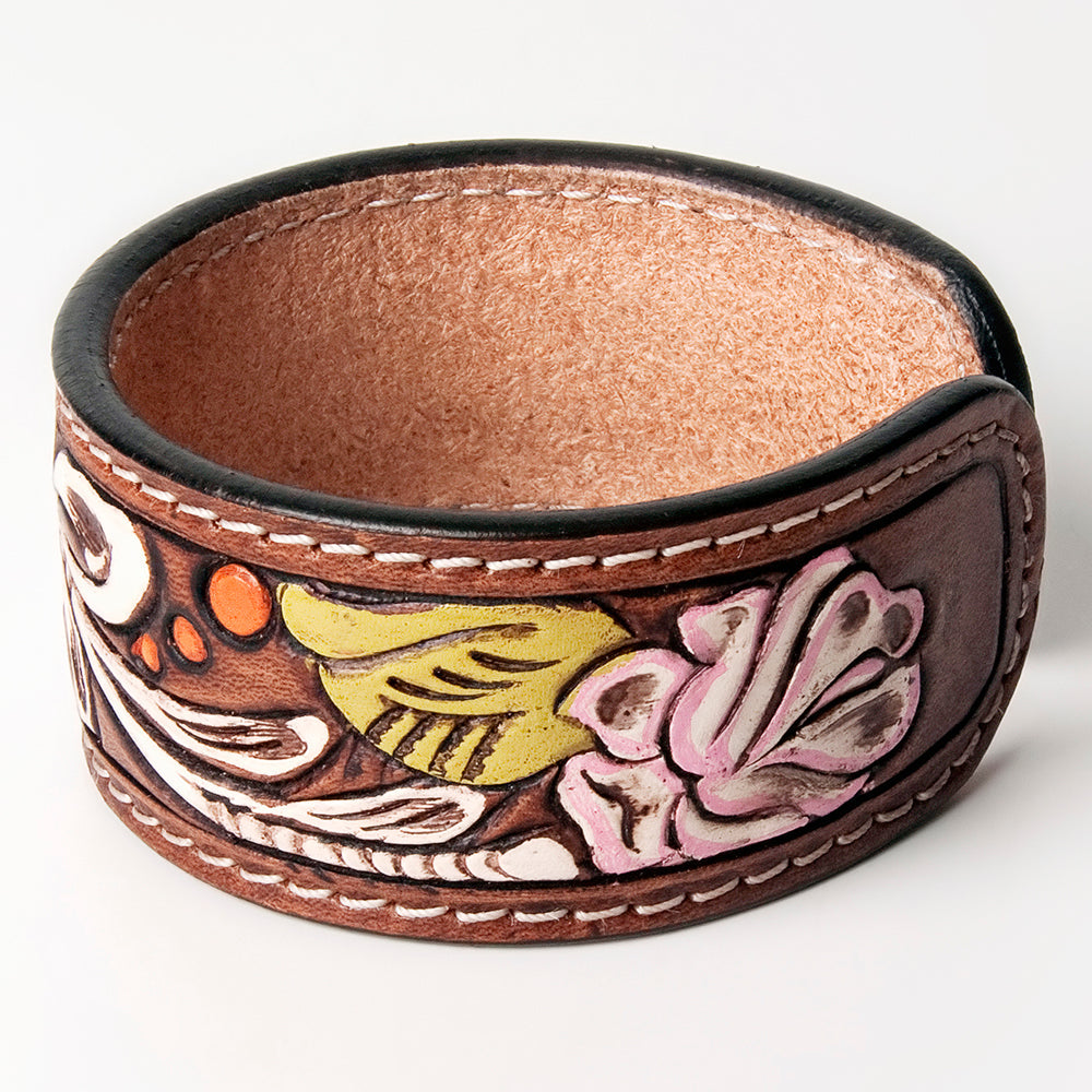 American Darling Bracelet Hand Tooled Carved Genuine Leather Women | Handmade Western Rustic