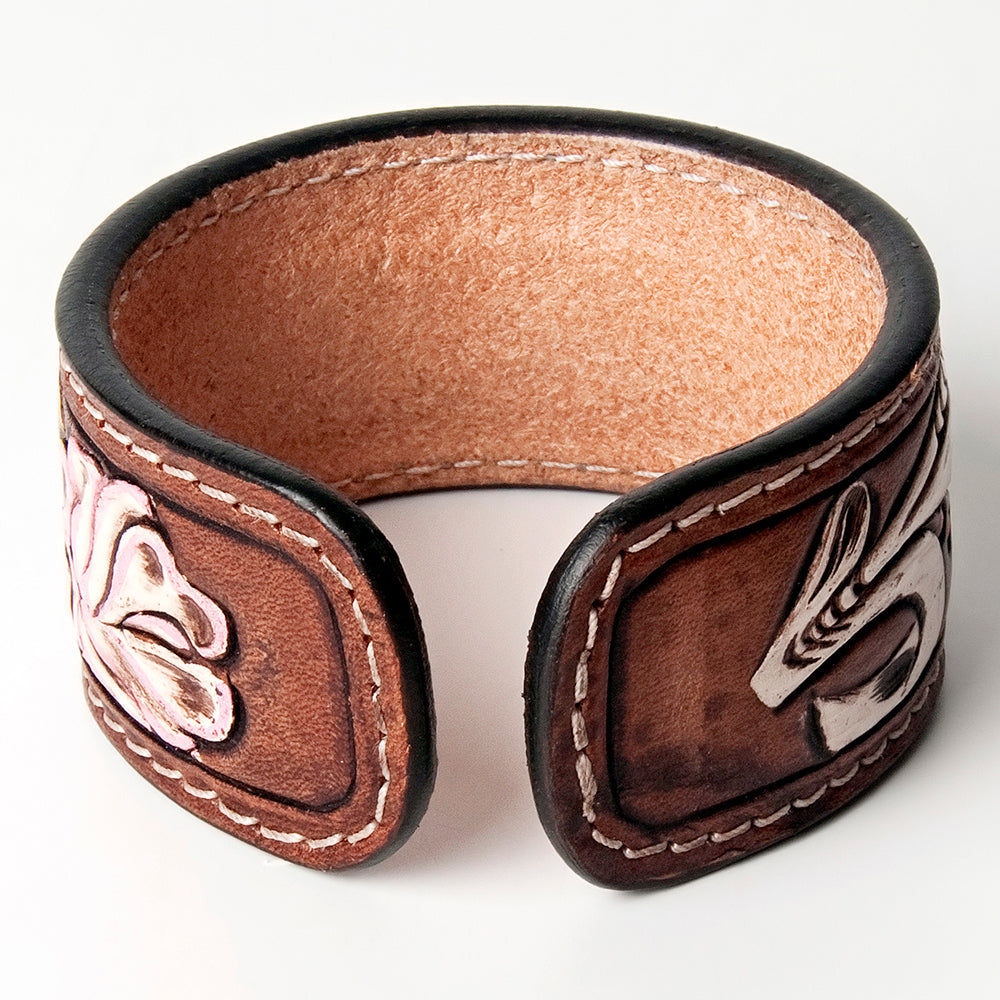 American Darling Bracelet Hand Tooled Carved Genuine Leather Women | Handmade Western Rustic