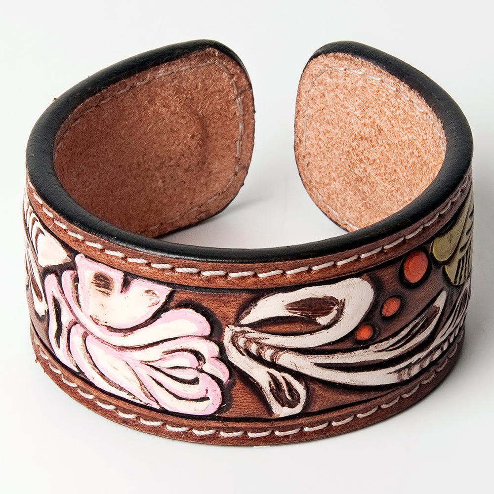 American Darling Bracelet Hand Tooled Carved Genuine Leather Women | Handmade Western Rustic