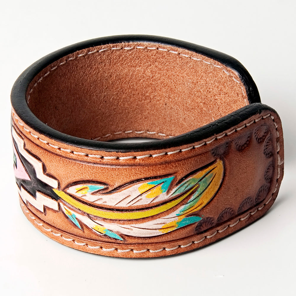 American Darling Bracelet Hand Tooled Carved Genuine Leather Women | Handmade Western Rustic