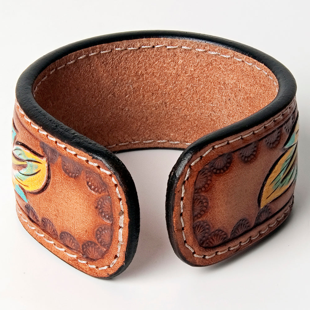 American Darling Bracelet Hand Tooled Carved Genuine Leather Women | Handmade Western Rustic