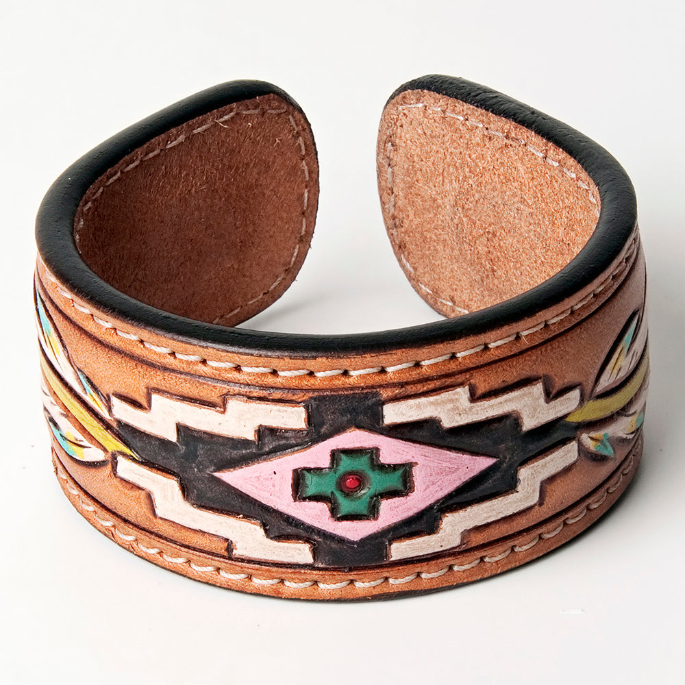 American Darling Bracelet Hand Tooled Carved Genuine Leather Women | Handmade Western Rustic