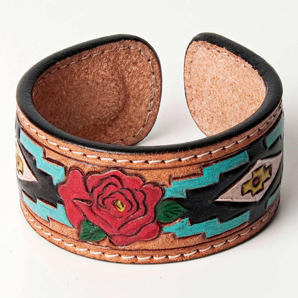 American Darling Bracelet Hand Tooled Carved Genuine Leather Women | Handmade Western Rustic