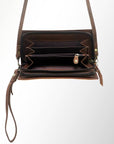 American Darling Organiser Hair-On Hand Tooled Genuine Leather Women Bag Western Handbag Purse