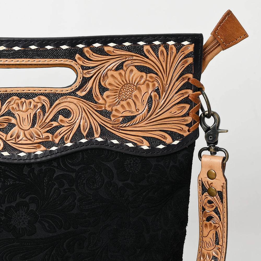American Darling Clutch Hand Tooled Hair On Genuine Leather Women Bag Western Handbag Purse