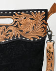 American Darling Clutch Hand Tooled Hair On Genuine Leather Women Bag Western Handbag Purse