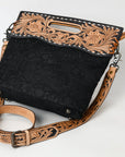 American Darling Clutch Hand Tooled Hair On Genuine Leather Women Bag Western Handbag Purse
