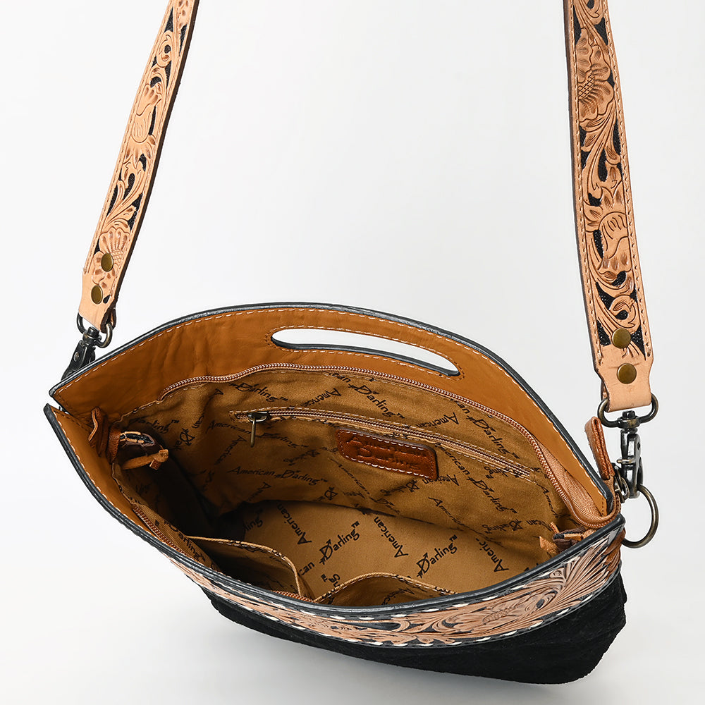 American Darling Clutch Hand Tooled Hair On Genuine Leather Women Bag Western Handbag Purse