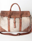 American Darling ADBG516 Duffel Hand Tooled Saddle Blanket Genuine Leather Women Bag Western Handbag Purse