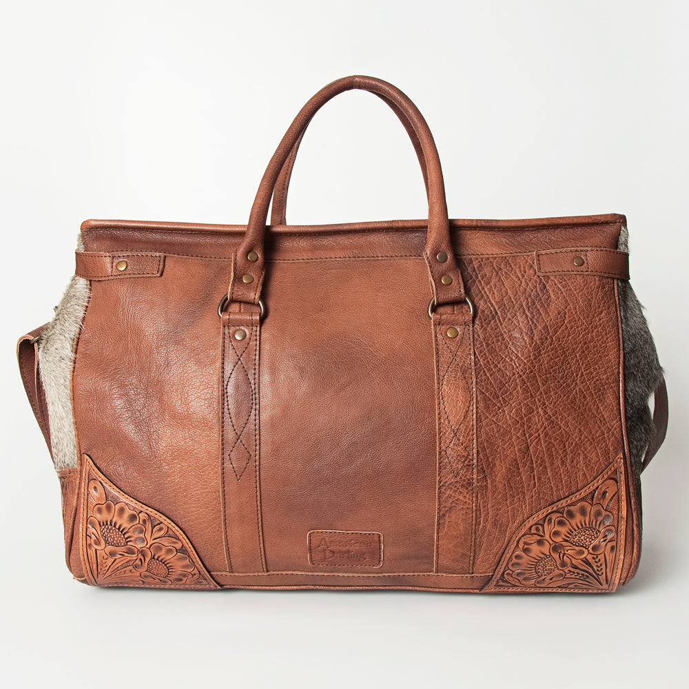 American Darling ADBG516 Duffel Hand Tooled Saddle Blanket Genuine Leather Women Bag Western Handbag Purse