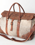 American Darling ADBG516 Duffel Hand Tooled Saddle Blanket Genuine Leather Women Bag Western Handbag Purse