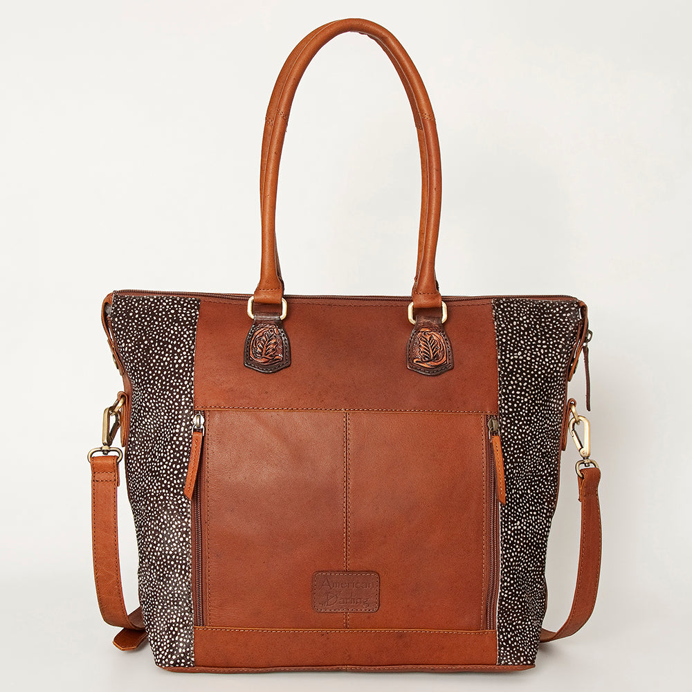 American Darling Tote Hand Tooled Hair On Genuine Leather Women Bag Western Handbag Purse