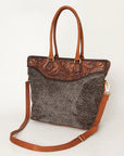 American Darling Tote Hand Tooled Hair On Genuine Leather Women Bag Western Handbag Purse