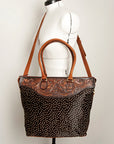 American Darling Tote Hand Tooled Hair On Genuine Leather Women Bag Western Handbag Purse