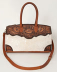 American Darling Duffel Hand Tooled Hair On Genuine Leather Women Bag Western Handbag Purse