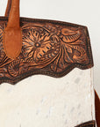 American Darling Duffel Hand Tooled Hair On Genuine Leather Women Bag Western Handbag Purse
