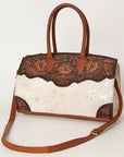 American Darling Duffel Hand Tooled Hair On Genuine Leather Women Bag Western Handbag Purse