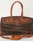 American Darling Duffel Hand Tooled Hair On Genuine Leather Women Bag Western Handbag Purse