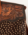 American Darling Duffel Hand Tooled Hair On Genuine Leather Women Bag Western Handbag Purse