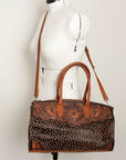 American Darling Duffel Hand Tooled Hair On Genuine Leather Women Bag Western Handbag Purse