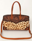 American Darling Duffel Hand Tooled Hair On Genuine Leather Women Bag Western Handbag Purse