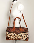American Darling Duffel Hand Tooled Hair On Genuine Leather Women Bag Western Handbag Purse