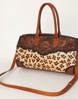 American Darling Duffel Hand Tooled Hair On Genuine Leather Women Bag Western Handbag Purse