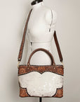 American Darling Tote Hand Tooled Hair On Genuine Leather Women Bag Western Handbag Purse