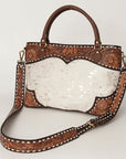 American Darling Tote Hand Tooled Hair On Genuine Leather Women Bag Western Handbag Purse