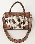 American Darling Tote Hand Tooled Hair On Genuine Leather Women Bag Western Handbag Purse