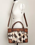 American Darling Tote Hand Tooled Hair On Genuine Leather Women Bag Western Handbag Purse