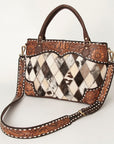 American Darling Tote Hand Tooled Hair On Genuine Leather Women Bag Western Handbag Purse