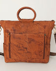 American Darling Tote Hand Tooled Hair On Genuine Leather Women Bag Western Handbag Purse