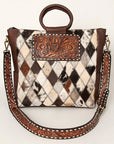 American Darling Tote Hand Tooled Hair On Genuine Leather Women Bag Western Handbag Purse