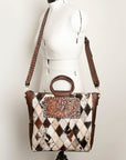 American Darling Tote Hand Tooled Hair On Genuine Leather Women Bag Western Handbag Purse