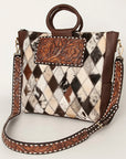 American Darling Tote Hand Tooled Hair On Genuine Leather Women Bag Western Handbag Purse