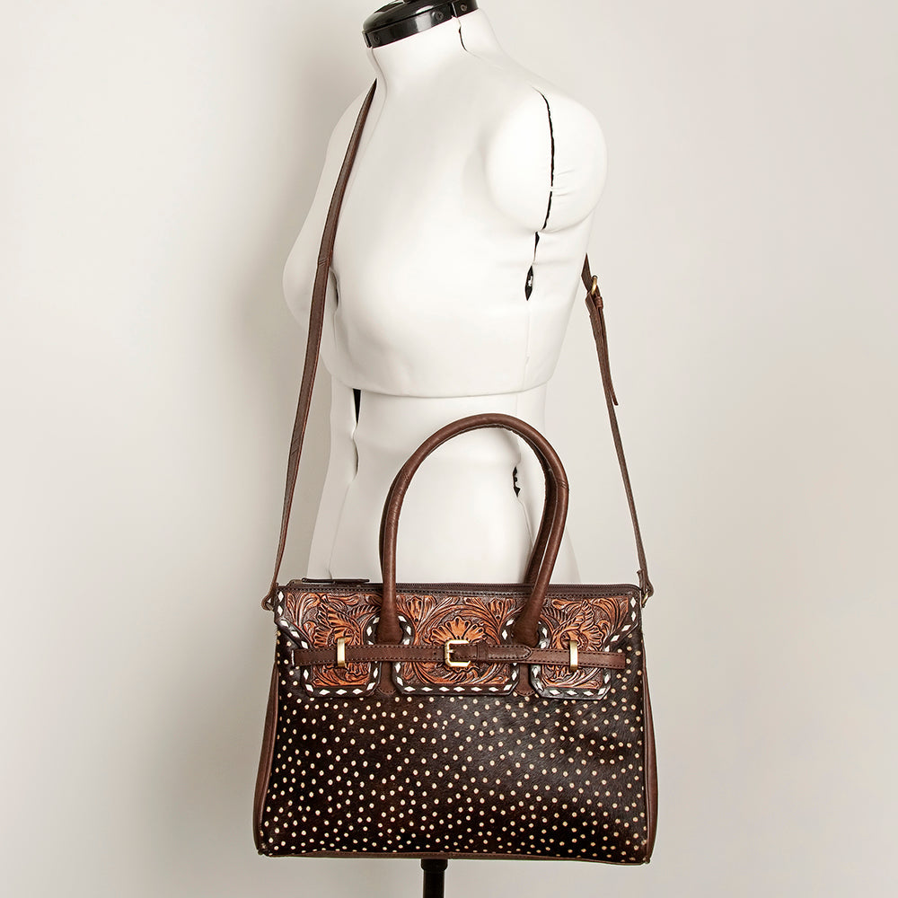 American Darling Tote Hand Tooled Hair On Genuine Leather Women Bag Western Handbag Purse