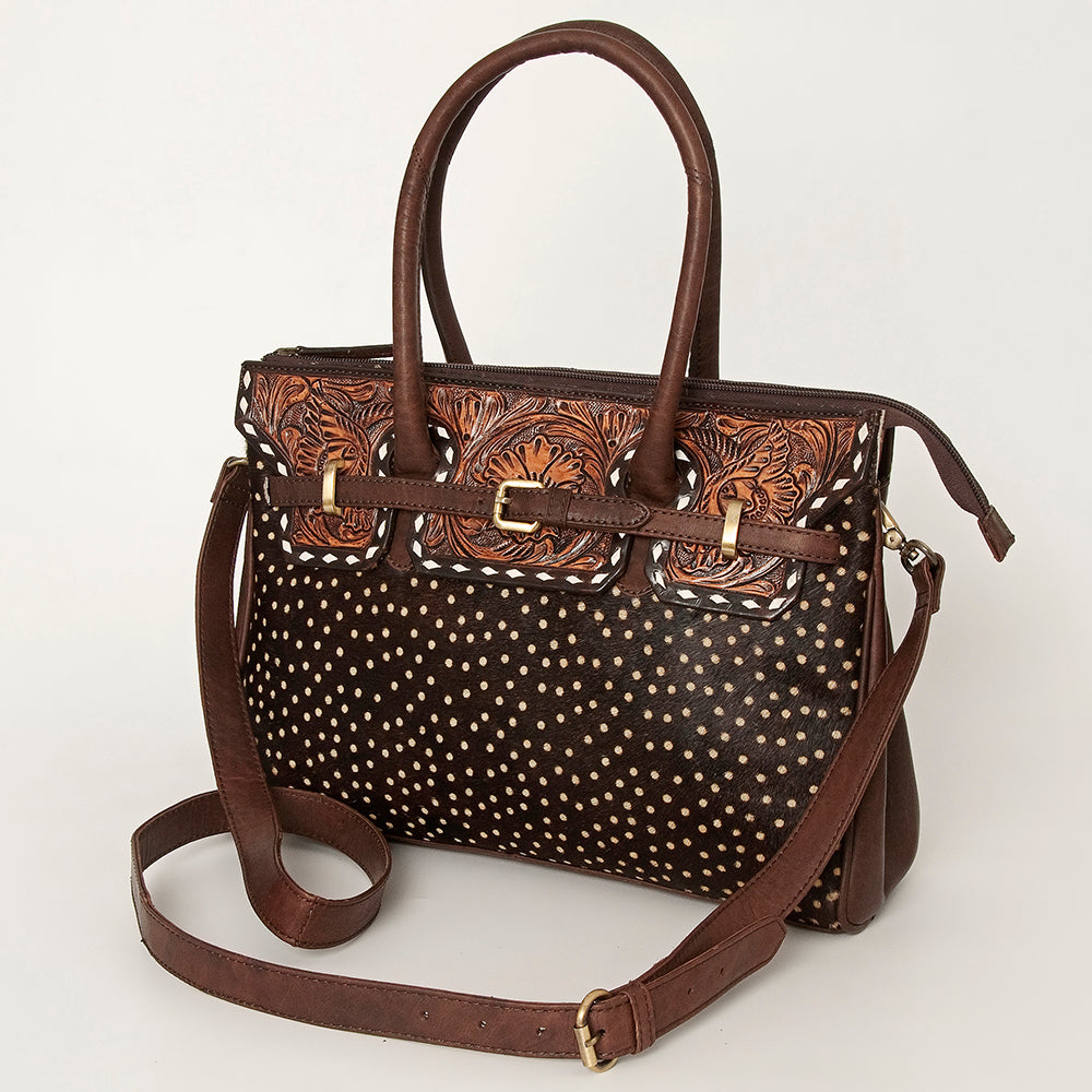 American Darling Tote Hand Tooled Hair On Genuine Leather Women Bag Western Handbag Purse