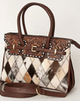 American Darling Tote Hand Tooled Hair On Genuine Leather Women Bag Western Handbag Purse