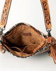American Darling ADBGS192X Messenger Hand Tooled Hair On Genuine Leather women bag western handbag purse