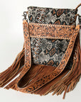 American Darling ADBGS192X Messenger Hand Tooled Hair On Genuine Leather women bag western handbag purse