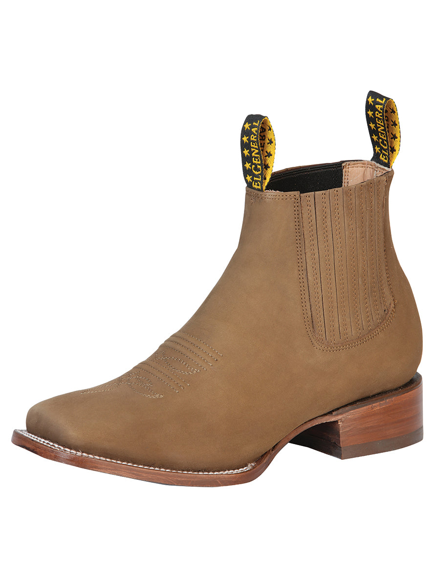 El General Square Toe Ankle Boot - Nobuck Brown 126195