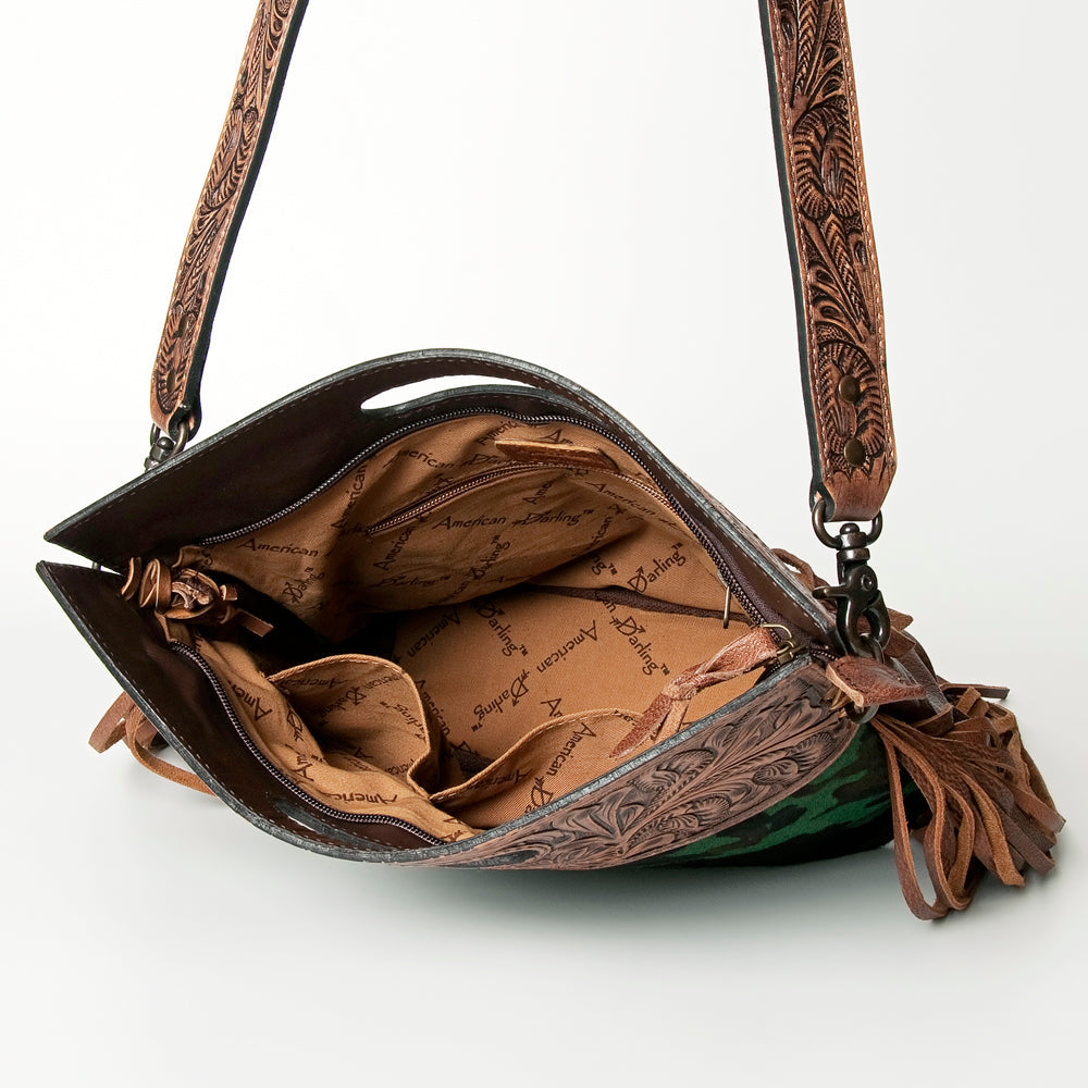 American Darling Clutch Hand Tooled Hair On Genuine Leather Women Bag Western Handbag Purse