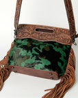 American Darling Clutch Hand Tooled Hair On Genuine Leather Women Bag Western Handbag Purse
