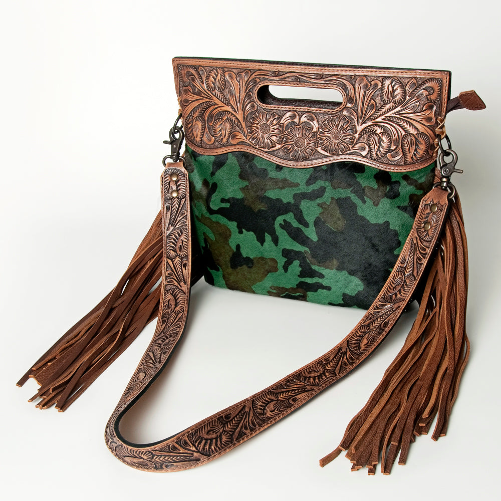 American Darling Clutch Hand Tooled Hair On Genuine Leather Women Bag Western Handbag Purse