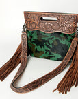 American Darling Clutch Hand Tooled Hair On Genuine Leather Women Bag Western Handbag Purse